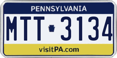 PA license plate MTT3134