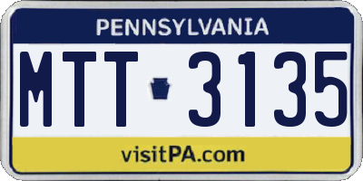 PA license plate MTT3135