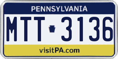 PA license plate MTT3136