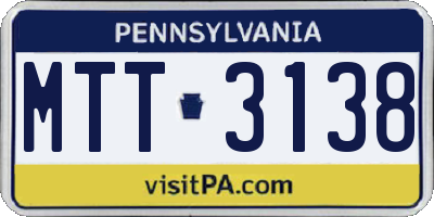PA license plate MTT3138