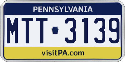 PA license plate MTT3139