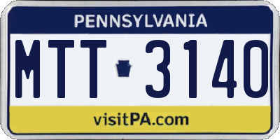 PA license plate MTT3140