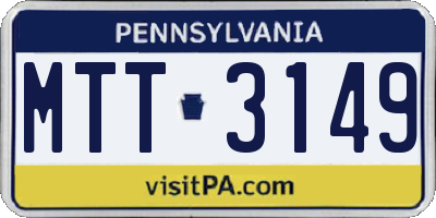 PA license plate MTT3149