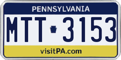 PA license plate MTT3153
