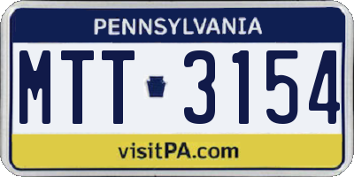 PA license plate MTT3154