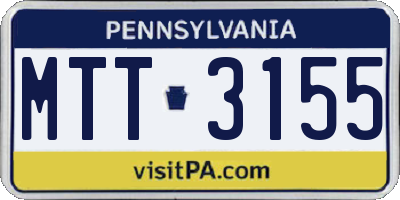 PA license plate MTT3155