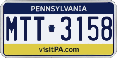 PA license plate MTT3158
