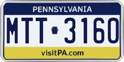PA license plate MTT3160