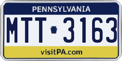 PA license plate MTT3163