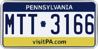 PA license plate MTT3166