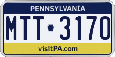 PA license plate MTT3170
