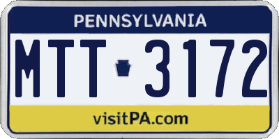 PA license plate MTT3172