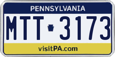 PA license plate MTT3173