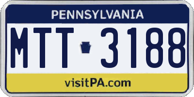 PA license plate MTT3188