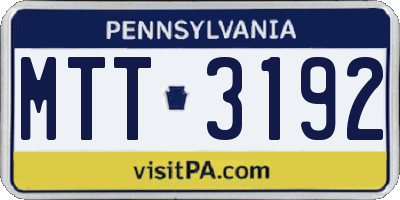 PA license plate MTT3192