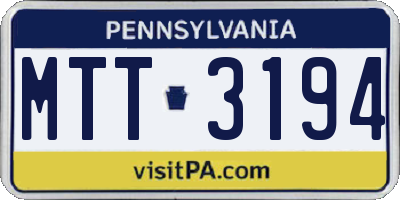 PA license plate MTT3194