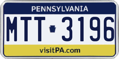 PA license plate MTT3196