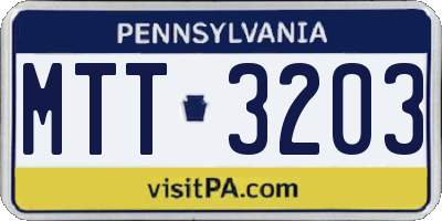 PA license plate MTT3203