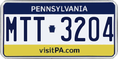 PA license plate MTT3204