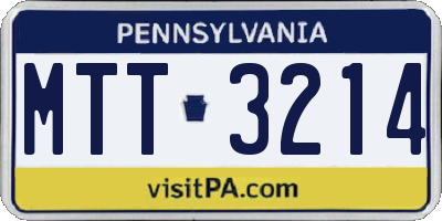 PA license plate MTT3214