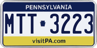 PA license plate MTT3223