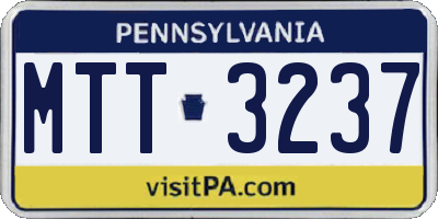 PA license plate MTT3237