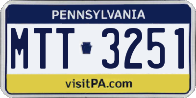 PA license plate MTT3251
