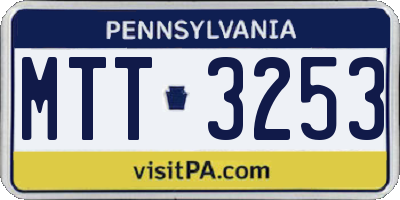 PA license plate MTT3253