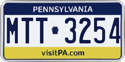 PA license plate MTT3254
