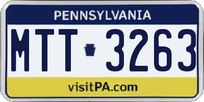 PA license plate MTT3263