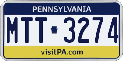 PA license plate MTT3274