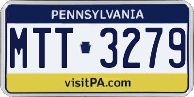 PA license plate MTT3279