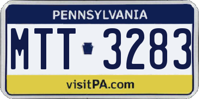 PA license plate MTT3283