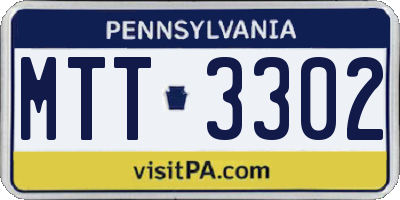 PA license plate MTT3302