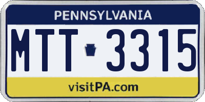 PA license plate MTT3315