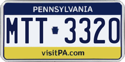 PA license plate MTT3320
