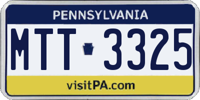 PA license plate MTT3325
