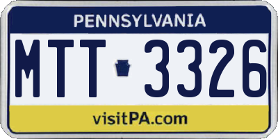 PA license plate MTT3326