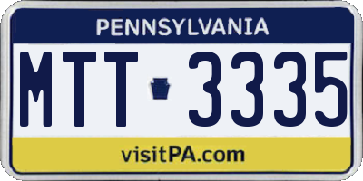 PA license plate MTT3335