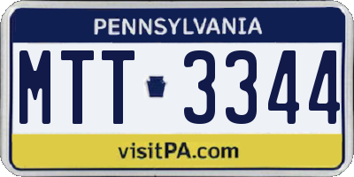 PA license plate MTT3344