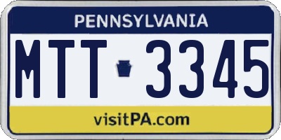 PA license plate MTT3345