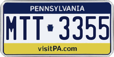 PA license plate MTT3355