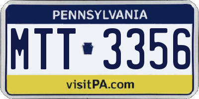 PA license plate MTT3356