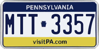 PA license plate MTT3357