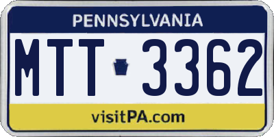 PA license plate MTT3362