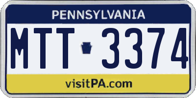 PA license plate MTT3374