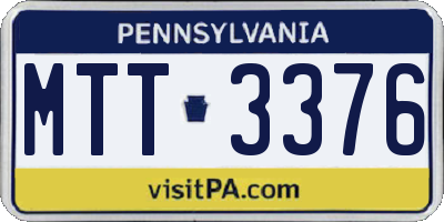 PA license plate MTT3376