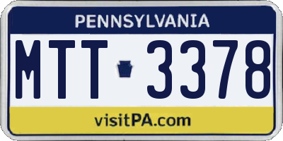 PA license plate MTT3378