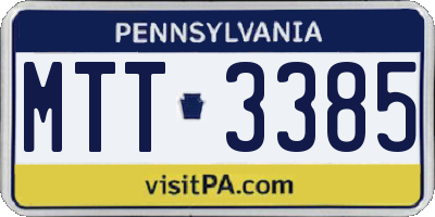 PA license plate MTT3385