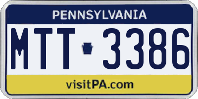 PA license plate MTT3386